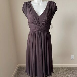Suzi Chin for Maggy Boutique Chocolate Brown Fit & Flare V-Neck Dress 10.